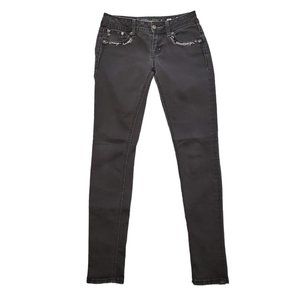 Miss Me JE5764GR Skinny 26 (M 26x30 7" Low Rise) Black *Missing Button* Jeans A9